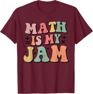 Groovy Math is My Jam First Day Back To School Math Teachers T-Shirt - T-Shirt | Maroon
