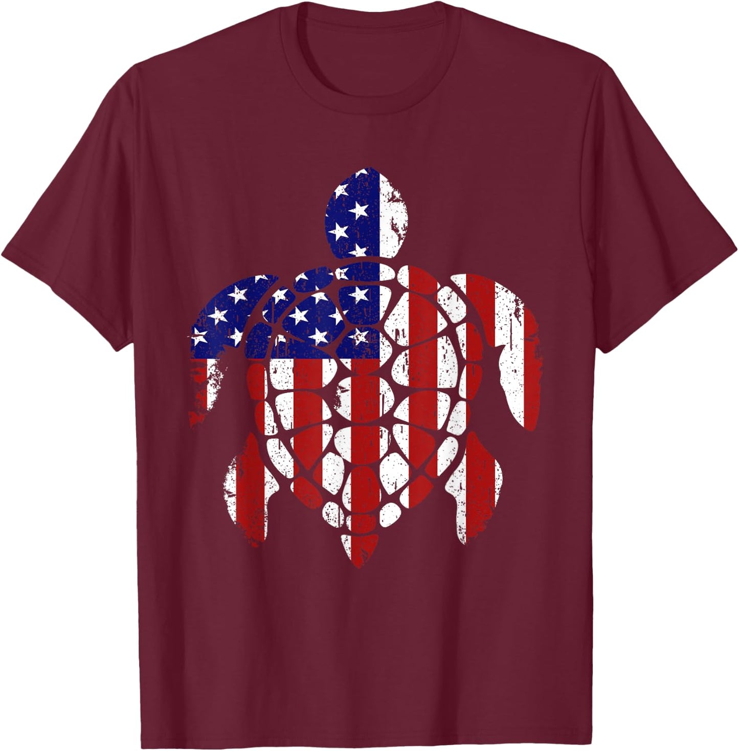 Sea Turtle 4th of July American USA Flag Patriotic Gift Kids Men T-Shirt - T-Shirt | Maroon