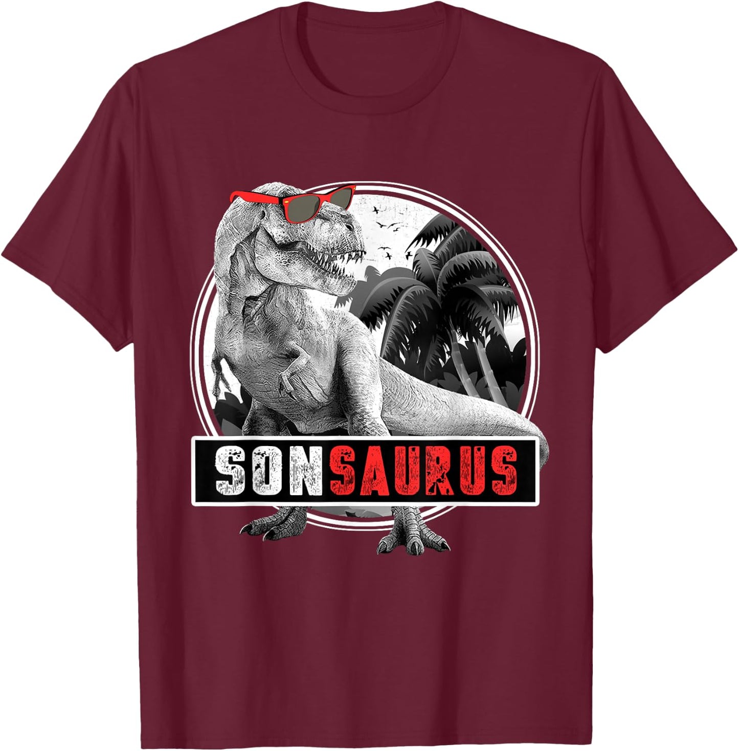 Sonsaurus T-Rex Dinosaur Son Dinosaur Son T-Shirt - T-Shirt | Maroon