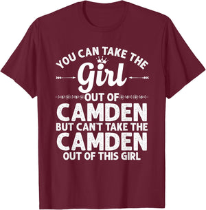 Girl Out Of CAMDEN NJ NEW JERSEY Gift Funny Home Roots USA T-Shirt - T-Shirt | Maroon