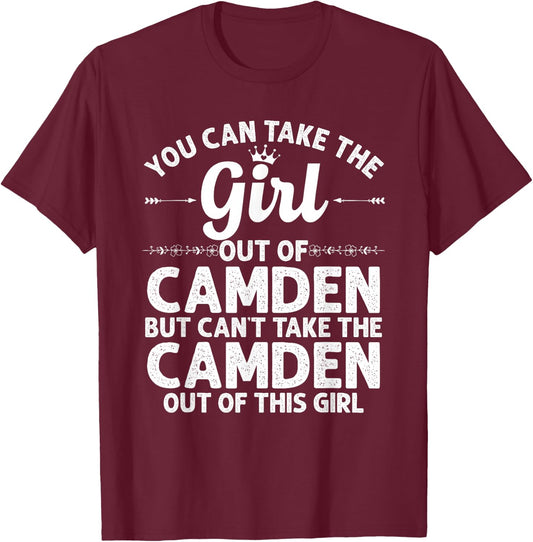 Girl Out Of CAMDEN NJ NEW JERSEY Gift Funny Home Roots USA T-Shirt - T-Shirt | Maroon