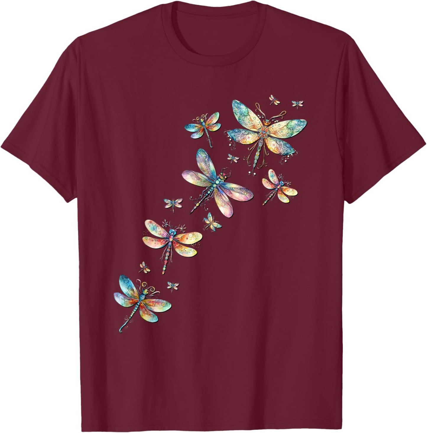 Dragonfly Accessories Cute Summer Dragonflies T-Shirt - T-Shirt | Maroon