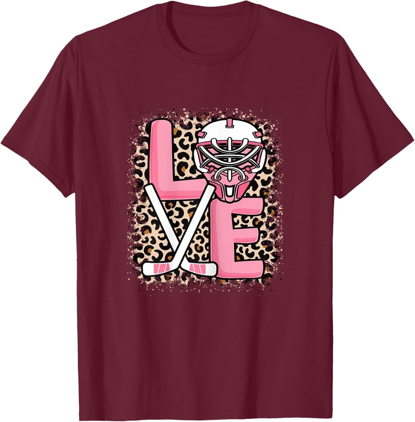 Cute Ice Hockey Love Hockey Player Women Girls Kids T-Shirt - T-Shirt | Maroon