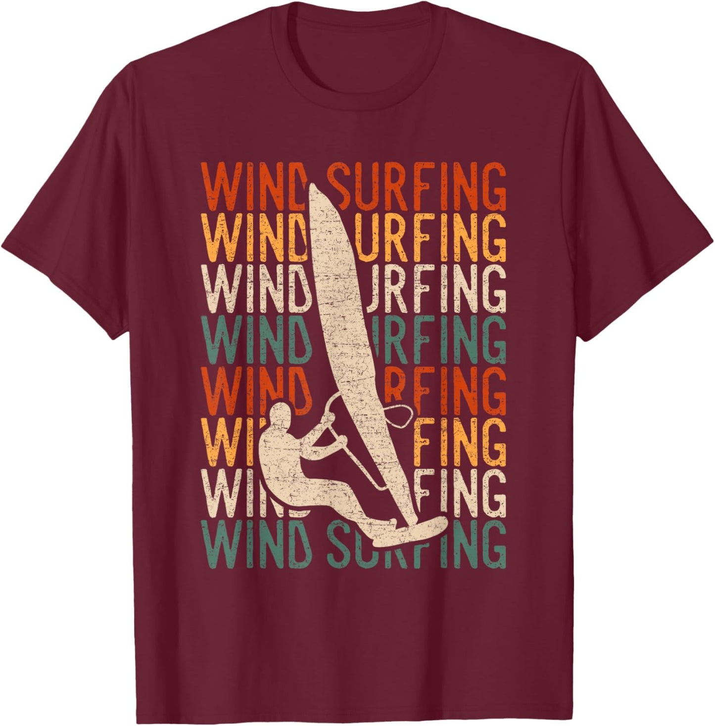 Wind Surfing Retro Vintage Surf Kitesurfing Windsurfing T-Shirt - T-Shirt | Maroon