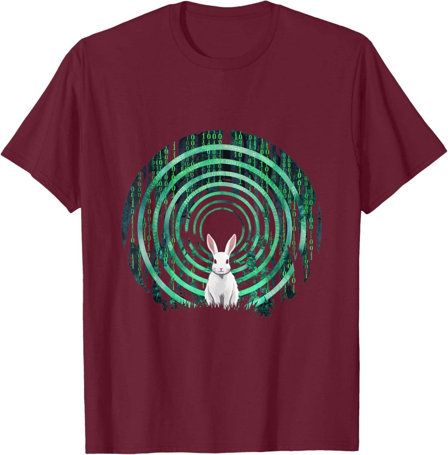 Conspiracy Theories Green Vortex Hole With Rabbit T-Shirt - T-Shirt | Maroon