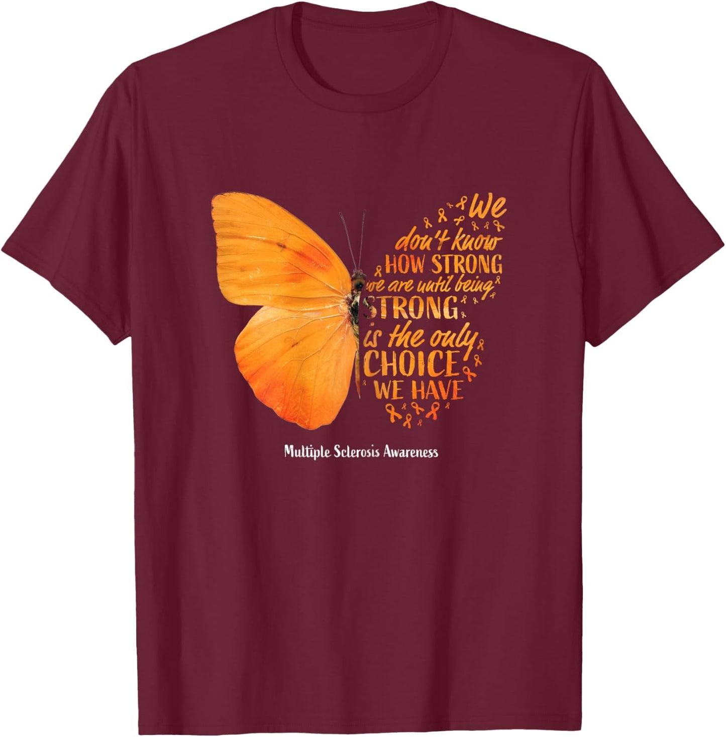 Multiple Sclerosis Awareness Gifts Women Mom Cute Butterfly T-Shirt - T-Shirt | Maroon