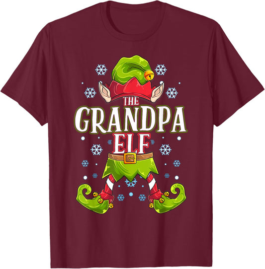Grandpa Elf Matching Family Group Christmas Party T-Shirt - T-Shirt | Maroon