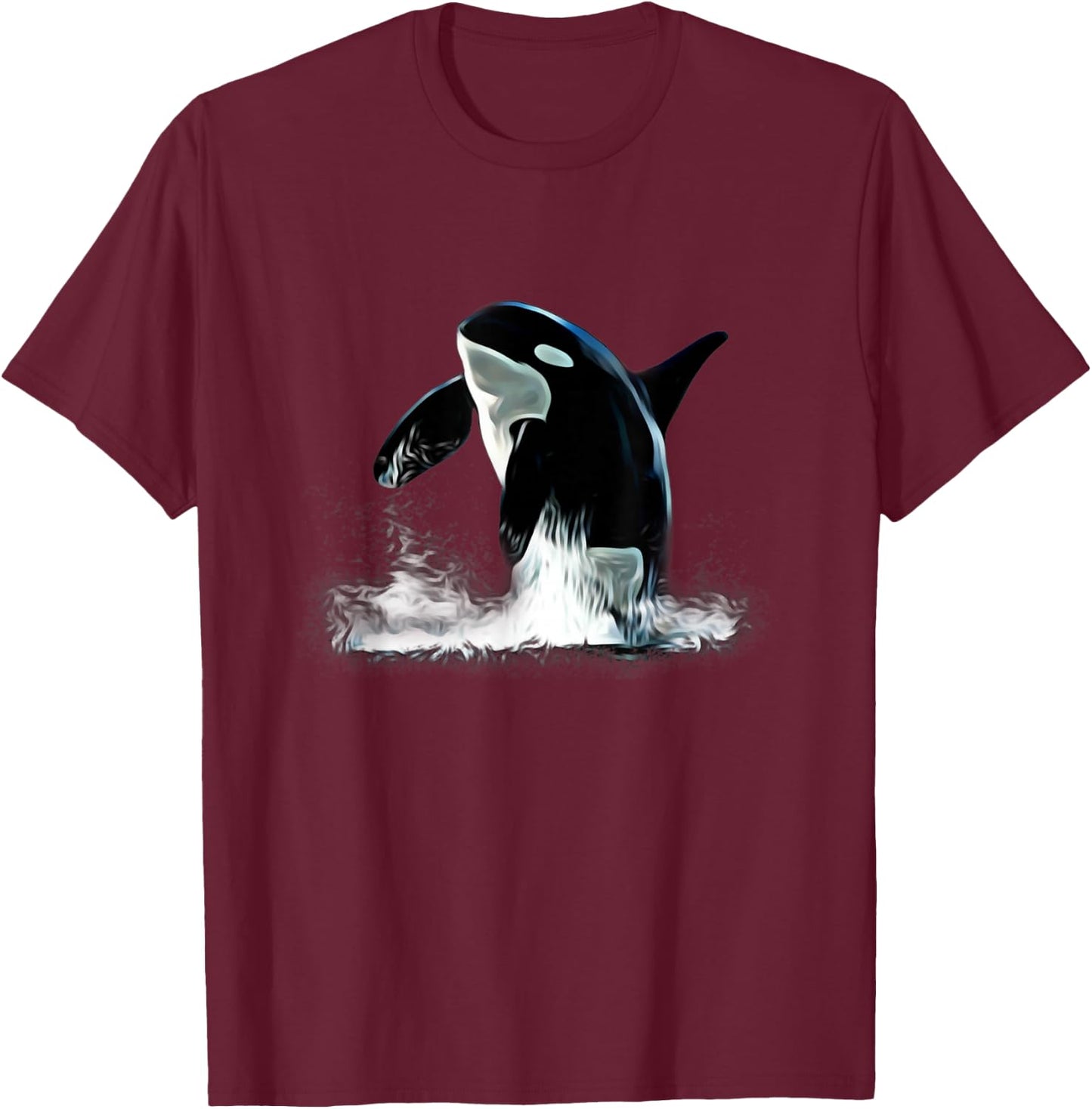Orca Motif Whale Predator Animals Design T-Shirt - T-Shirt | Maroon