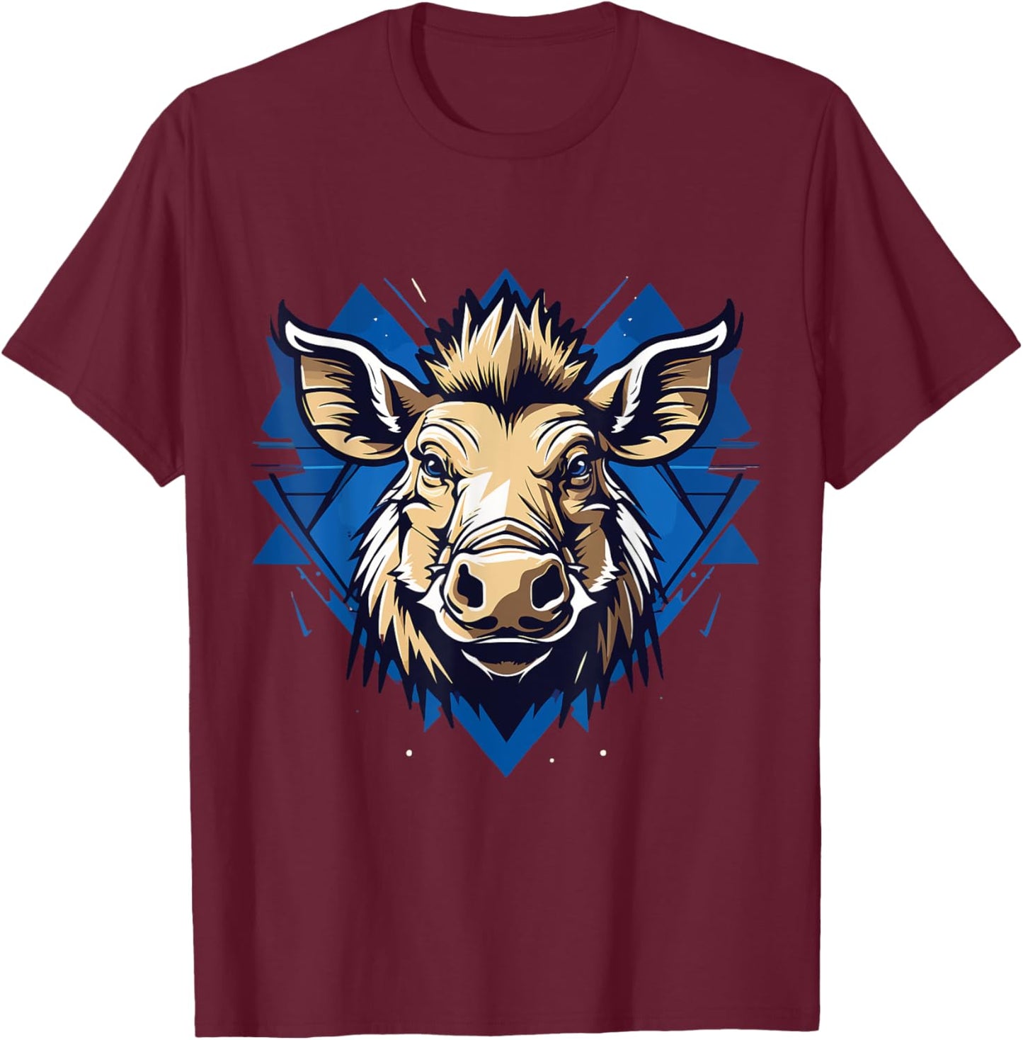 Warthog Face Funny Wildlife Face Costume T-Shirt - T-Shirt | Maroon