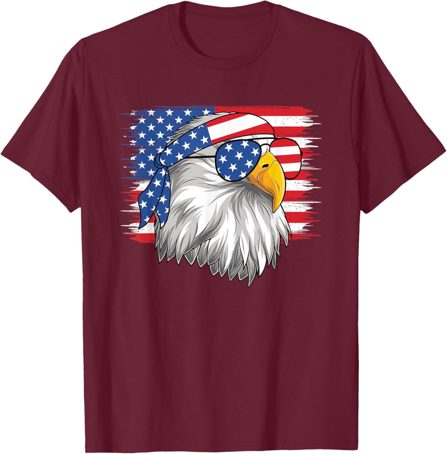 Funny 4th Of July American Flag Patriotic Eagle USA Men Boys T-Shirt - T-Shirt | Maroon