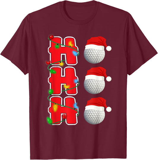 Ho-Ho-Ho Santa Golf Christmas Gift T-Shirt - T-Shirt | Maroon