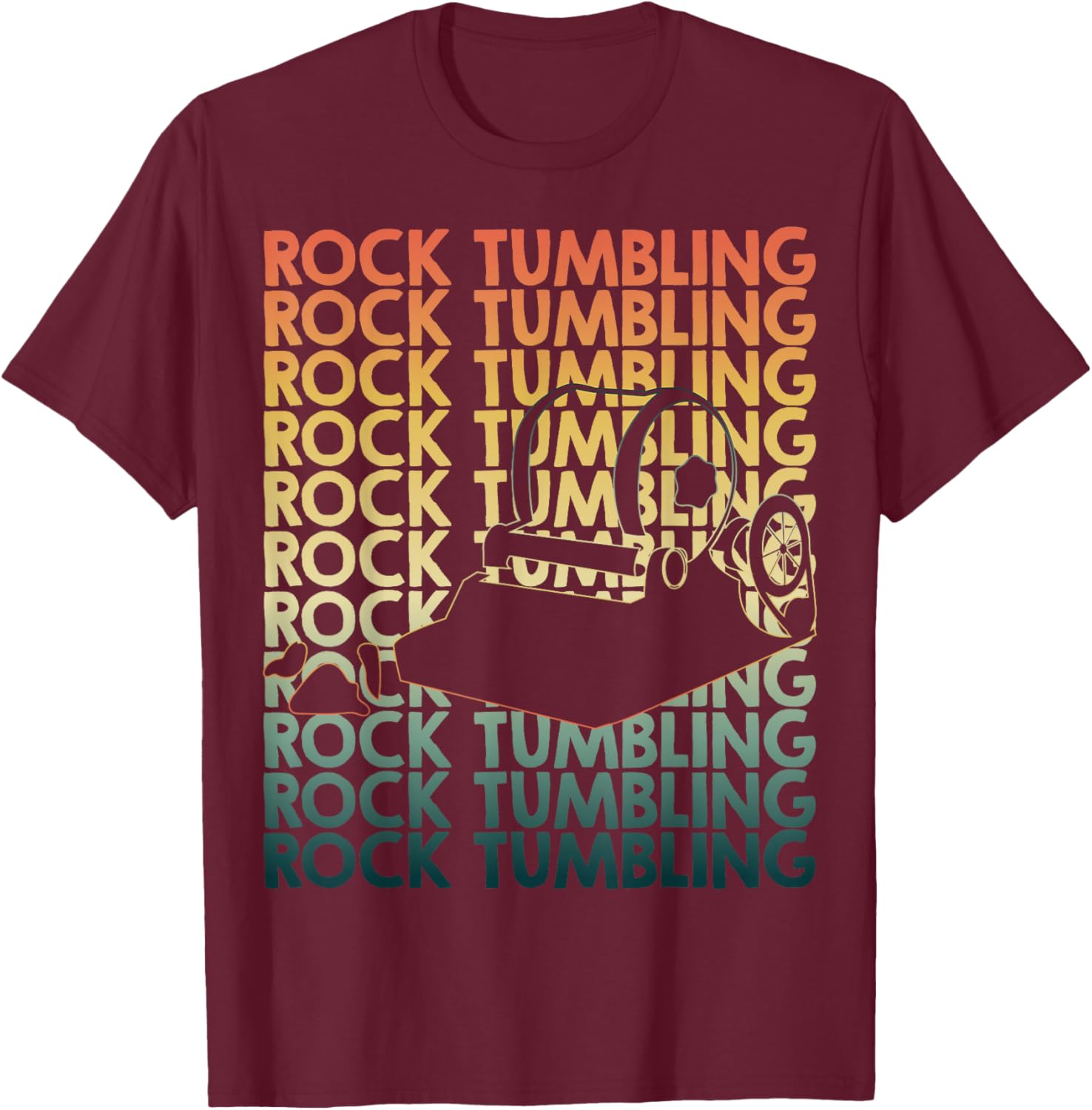 Retro Rock tumbling Repetitive Rock tumbler T-Shirt - T-Shirt | Maroon