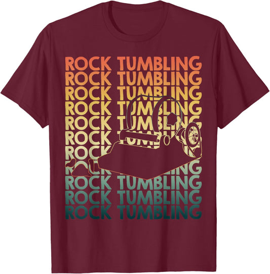 Retro Rock tumbling Repetitive Rock tumbler T-Shirt - T-Shirt | Maroon