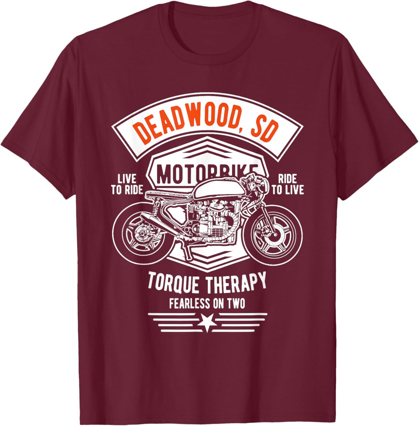 Deadwood South Dakota USA Motorcycle Design Souvenir T-Shirt - T-Shirt | Maroon