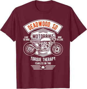 Deadwood South Dakota USA Motorcycle Design Souvenir T-Shirt - T-Shirt | Maroon