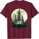 Retro Full Moon Nature Forest Trees Outdoor T-Shirt - T-Shirt | Maroon