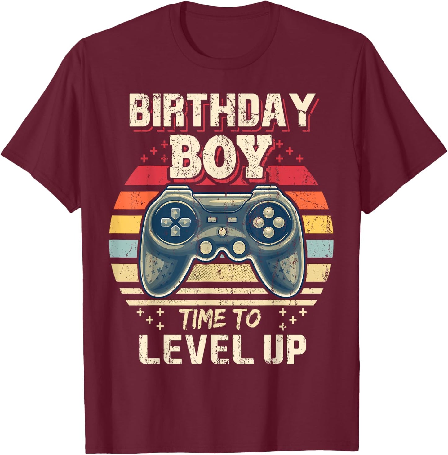 Birthday Boy Time to Level Up Video Game Birthday Gift Boys T-Shirt - T-Shirt | Maroon