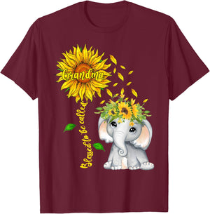 Blessed To Be Called Grandma Sunflower Elephant Women T-Shirt - T-Shirt | Maroon