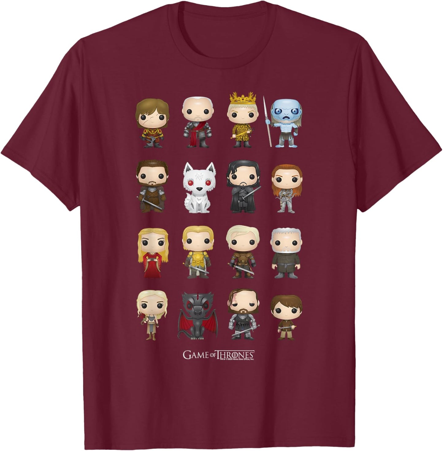 Game of Thrones Group Shot Pop Art Figures Small T-Shirt - T-Shirt | Maroon