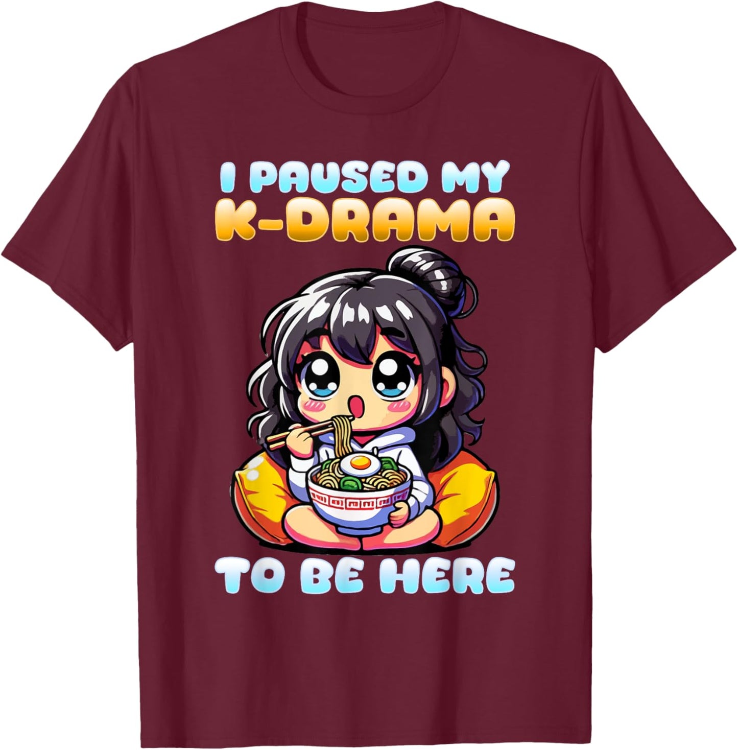I Paused My K-Drama To Be Here I Finger Heart I Korean Music T-Shirt - T-Shirt | Maroon