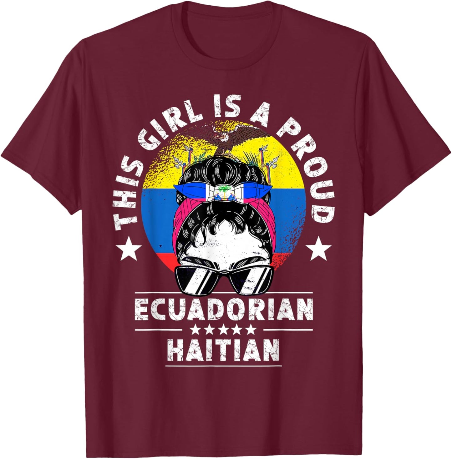 Dominican Republic Flag Venezuela Grown Women Girl Pride T-Shirt - T-Shirt | Maroon
