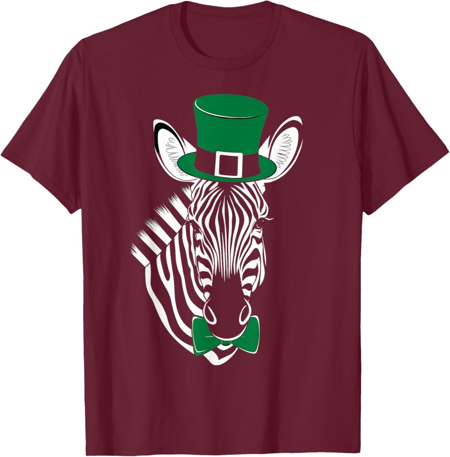 Green Zebra shamrock on St Patricks Day Zebra T-Shirt - T-Shirt | Maroon