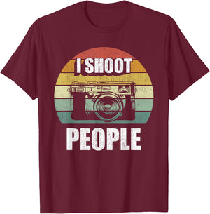 Vintage Retro I Shoot People Funny Camera Gifts Photography T-Shirt - T-Shirt | Maroon