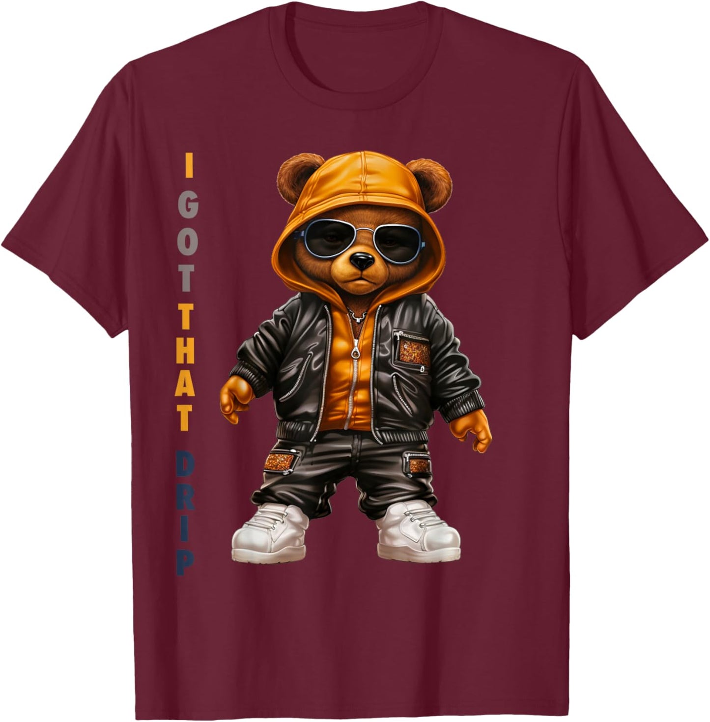Brimis Feel the Drip Stylish I Got That Drip , Small, Black T-Shirt - T-Shirt | Maroon