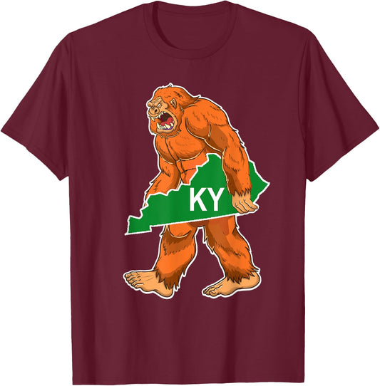 Bigfoot Kentucky Sasquatch State T-Shirt - T-Shirt | Maroon