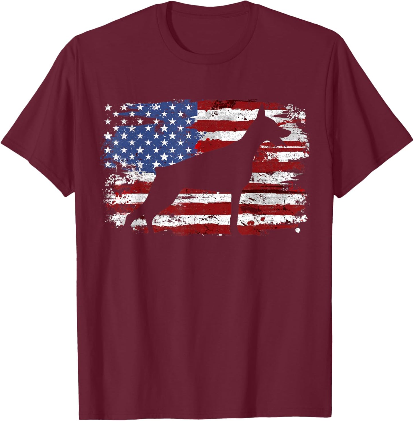 Vintage Doberman Flag T-Shirt - T-Shirt | Maroon