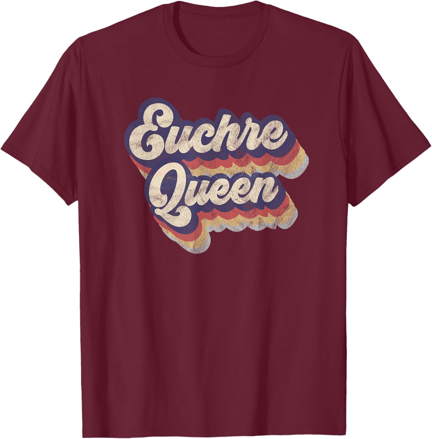 Euchre Queen Euchre Card Game Player Vintage Euchre T-Shirt - T-Shirt | Maroon