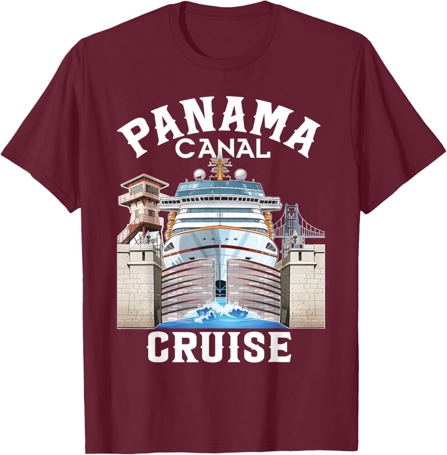 Panama Canal Cruise Transit Souvenir Commemorative Keepsake T-Shirt - T-Shirt | Maroon