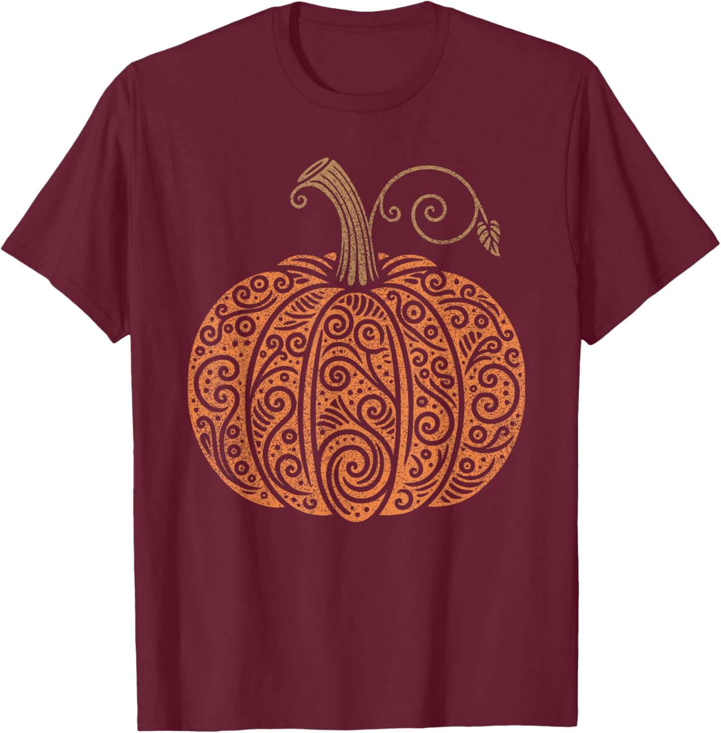 Vintage Pumpkin Women's Autumn Fall Thanksgiving Halloween T-Shirt - T-Shirt | Maroon