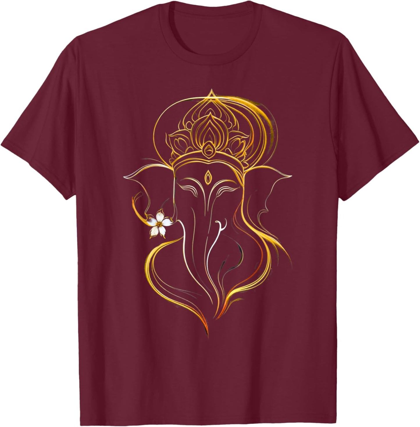 Hindu Ganesha Puja Elephant God India Meditation Yoga Murti T-Shirt - T-Shirt | Maroon