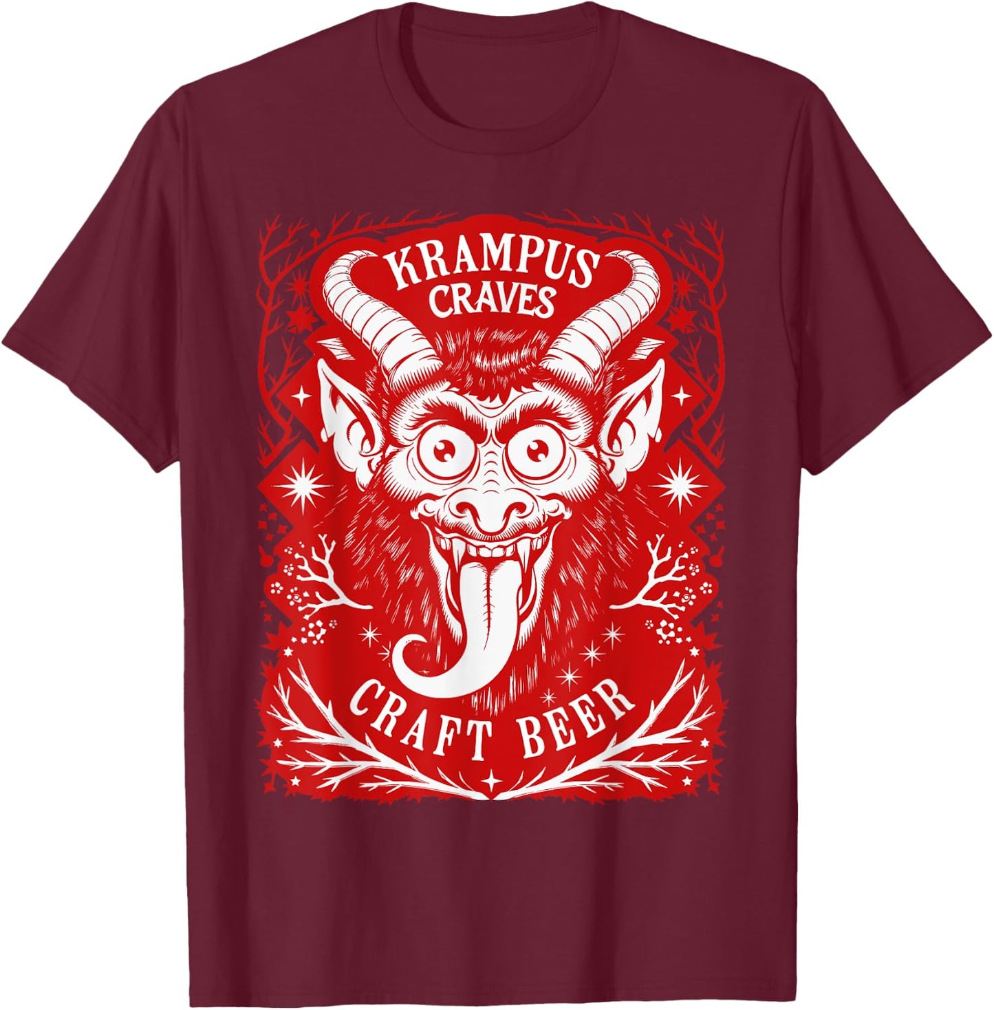 Funny Craft Beer German Krampus Folklore Krampus Craves Beer T-Shirt - T-Shirt | Maroon