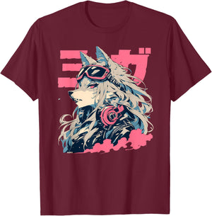 Goth Grunge Demon Anime Furry Wolf Horror Alt Aesthetic T-Shirt - T-Shirt | Maroon