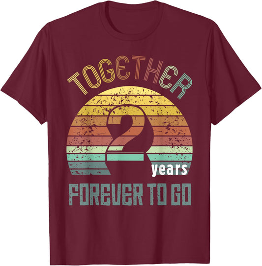 2nd Years Wedding Anniversary Gifts For Couples Matching T-Shirt - T-Shirt | Maroon