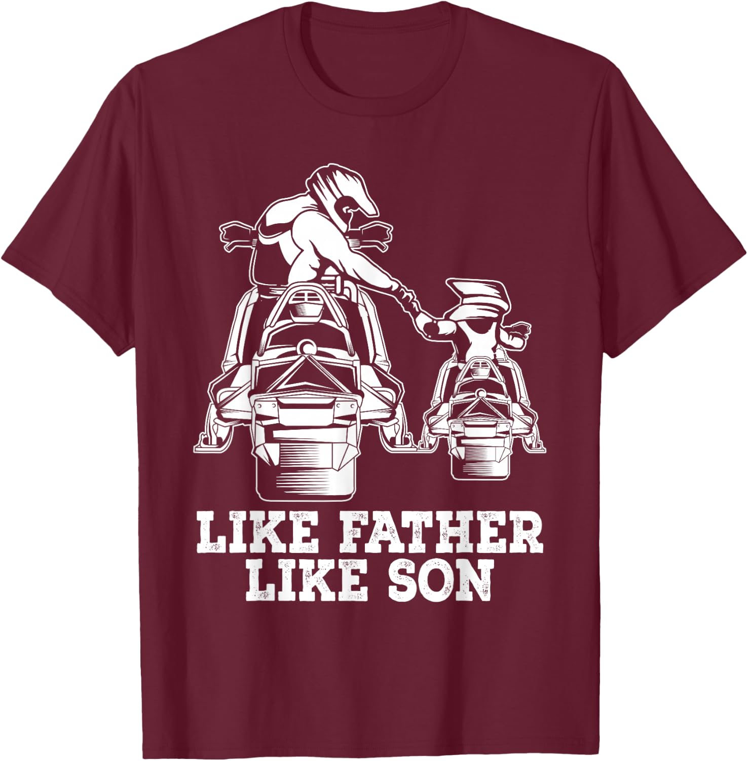Snowmobile - Like Father Like Son Snowcross Christmas Gift T-Shirt - T-Shirt | Maroon