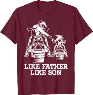 Snowmobile - Like Father Like Son Snowcross Christmas Gift T-Shirt - T-Shirt | Maroon