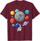 Astronaut Holding Planet Balloons Solar-System Space Kids T-Shirt - T-Shirt | Maroon
