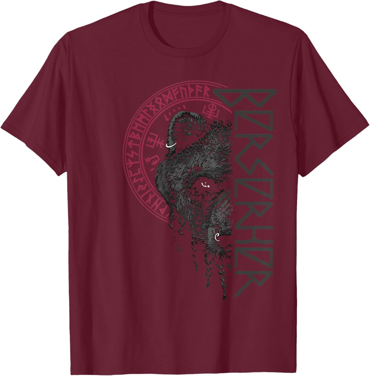 Berserk Bear Warrior Odin Runes Norse Compass Viking T-Shirt - T-Shirt | Maroon