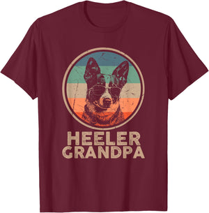 Vintage Heeler Dog Grandpa Grandpaw Dog Lover Gifts Men Dad T-Shirt - T-Shirt | Maroon