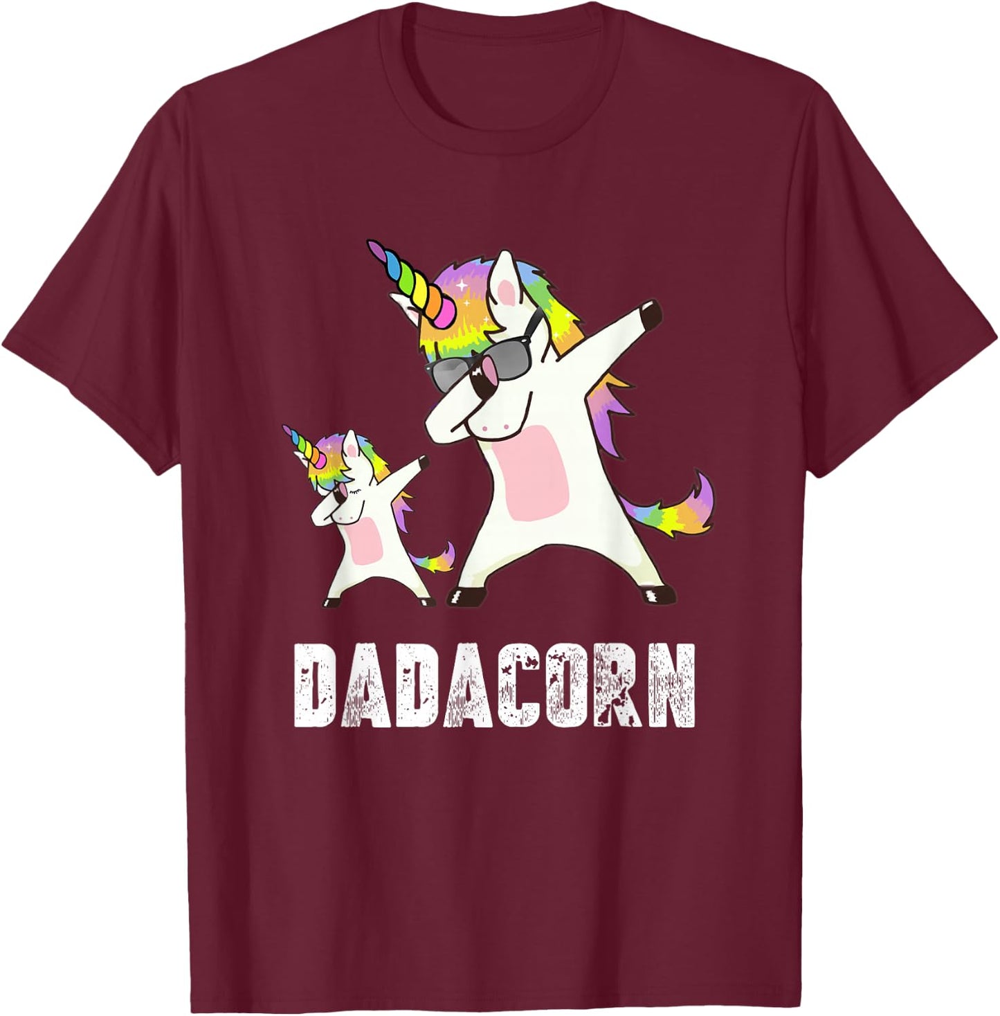 Dadacorn Shirt Unicorn Dad and Baby - Best Father T-Shirt - T-Shirt | Maroon