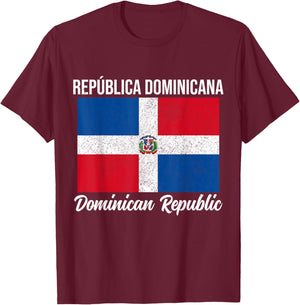 Republic of Dominicana Dominican Republic Flag Vintage T-Shirt - T-Shirt | Maroon