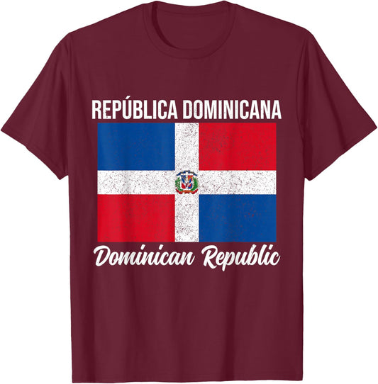 Republic of Dominicana Dominican Republic Flag Vintage T-Shirt - T-Shirt | Maroon