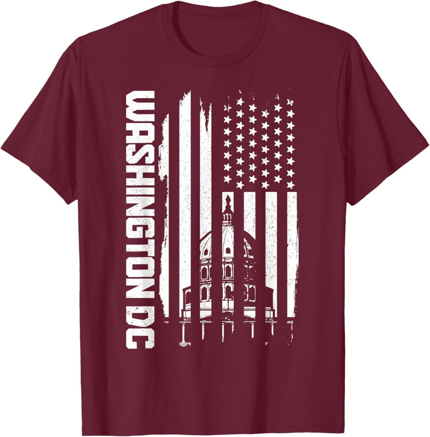Washington D.C. USA American Flag Patriotic Vintage T-Shirt - T-Shirt | Maroon