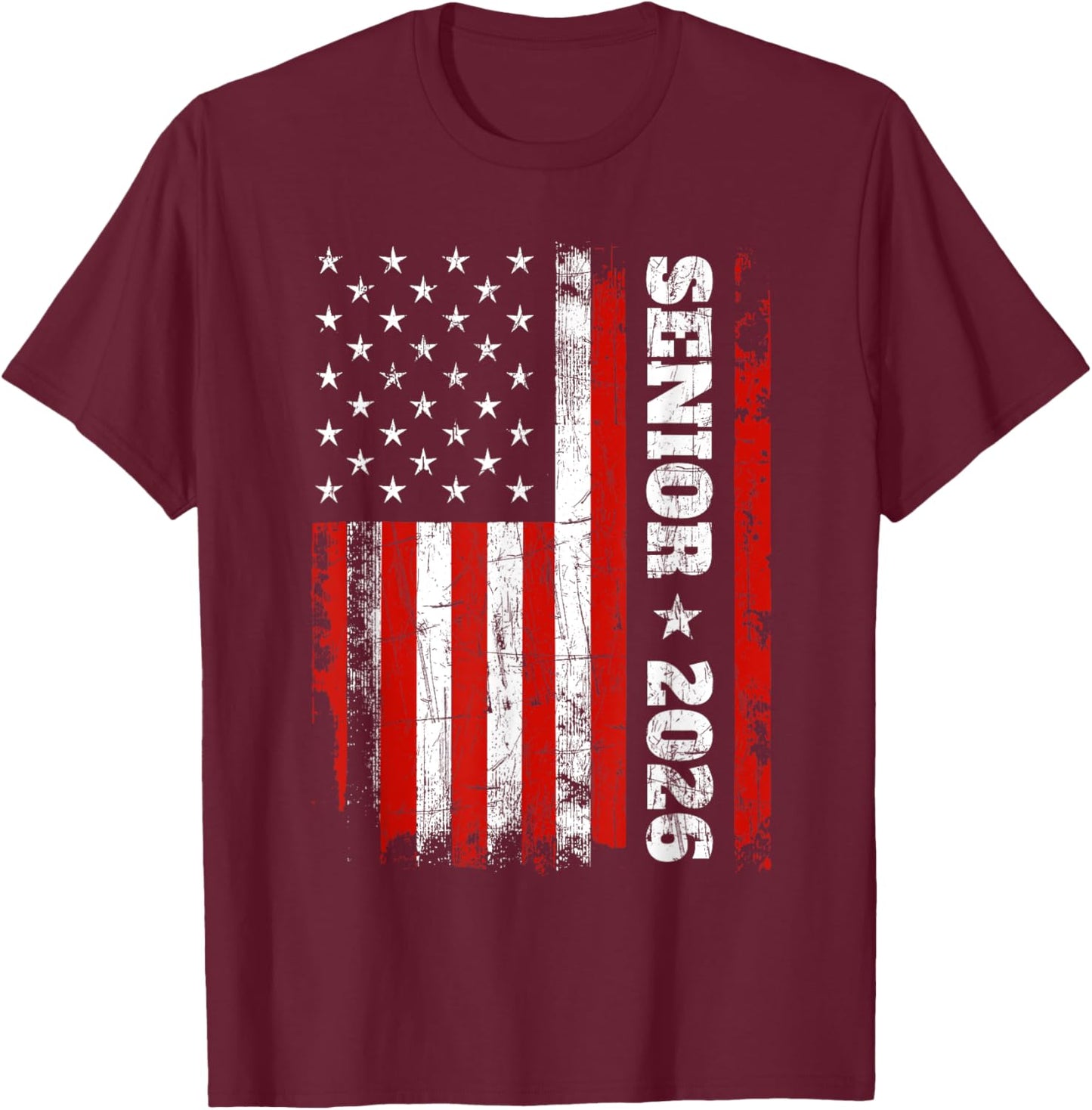 Graduation 2026 Shirt Design with US Flag Senior Class 2026 T-Shirt - T-Shirt | Maroon