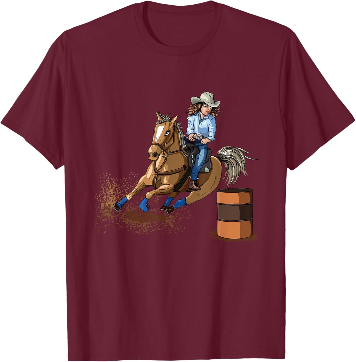 Barrel Racing Horse Country Western Riding Girl Kid T-Shirt - T-Shirt | Maroon
