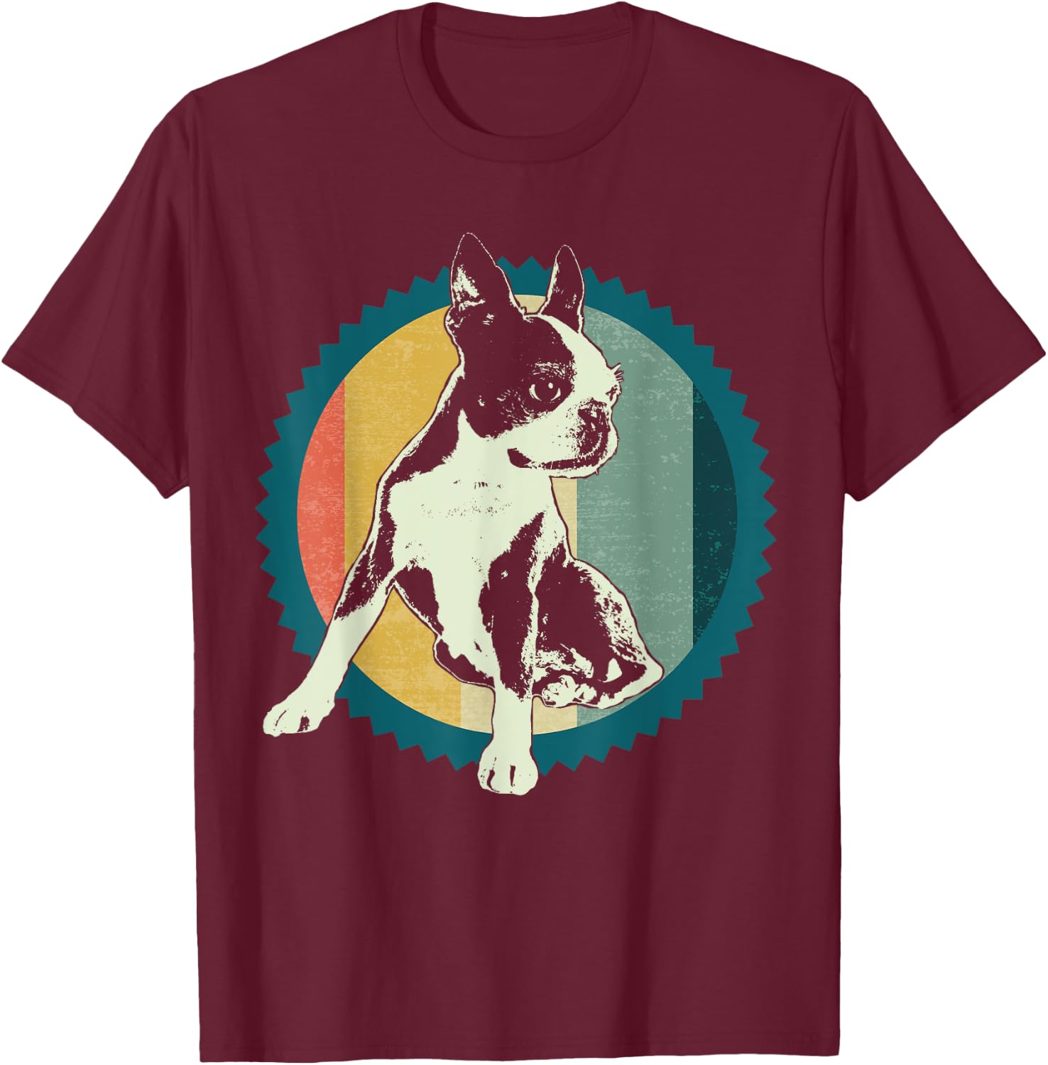 Boston Terrier Boston-Bulldog Women Kids T-Shirt - T-Shirt | Maroon