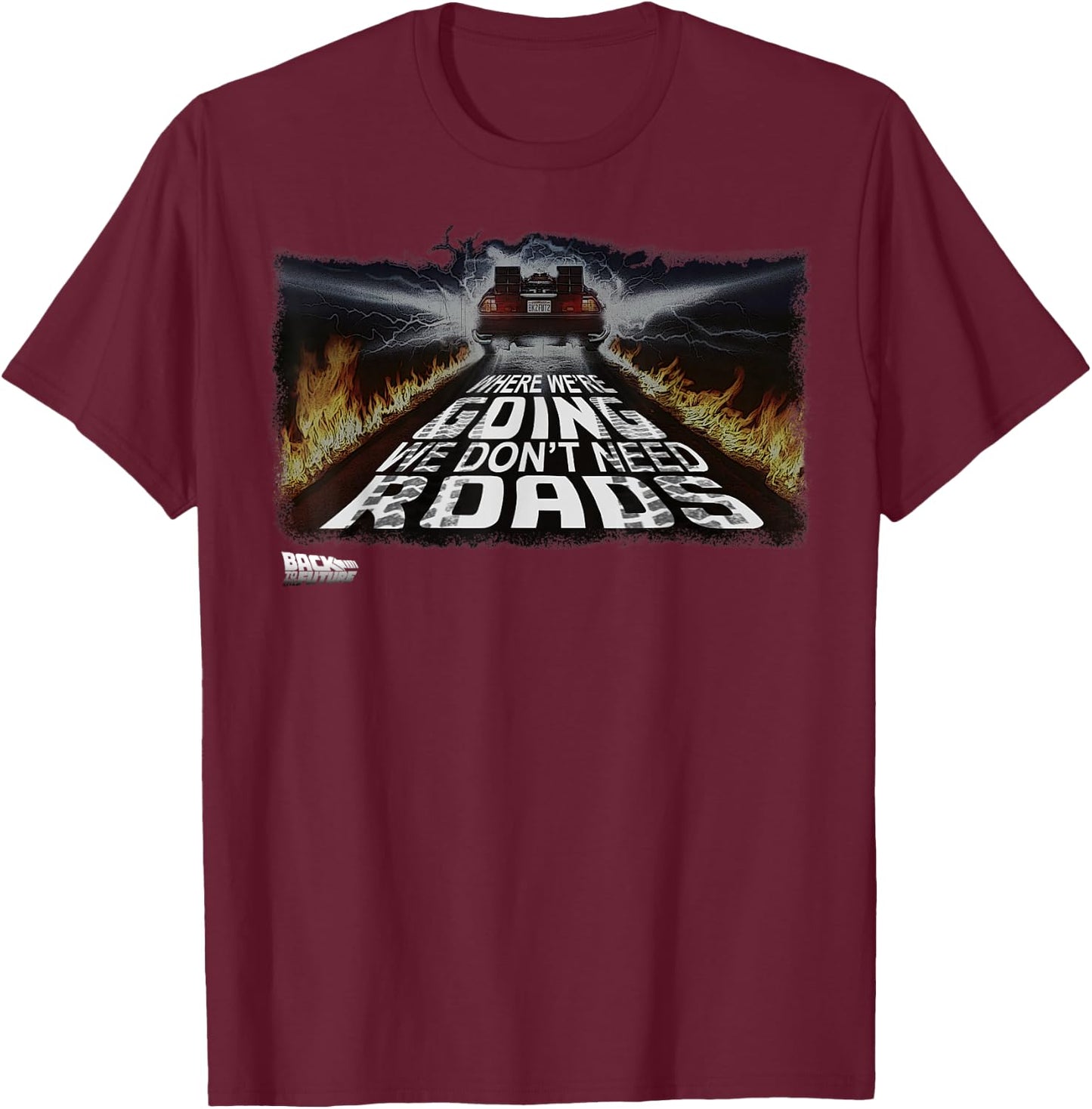 Back to The Future We Don't Need Roads Graphic T-Shirt - T-Shirt | Maroon